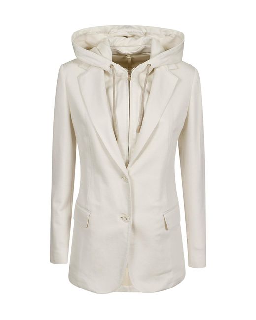 Eleventy White Long-Sleeved Casual Jacket