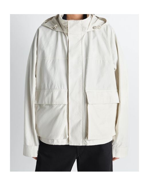 Lemaire White Drawstring Hooded Rain Jacket for men