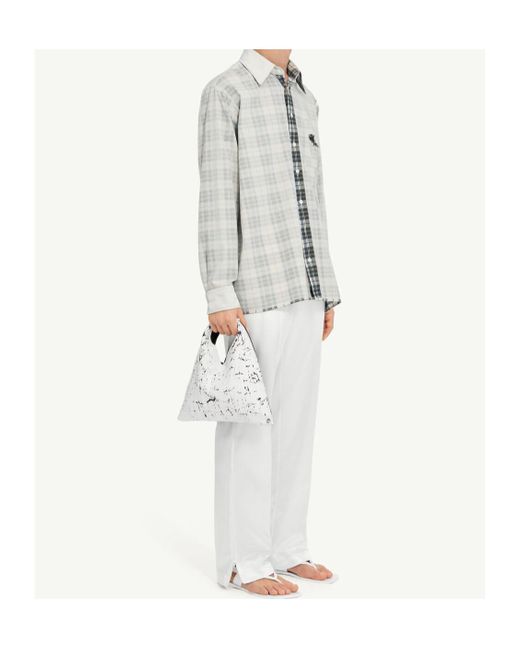 MM6 by Maison Margiela White Checked Long Sleeved Shirt for men