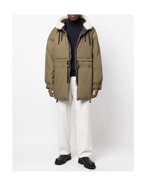 Sacai Green Hooded Padded Coat for men