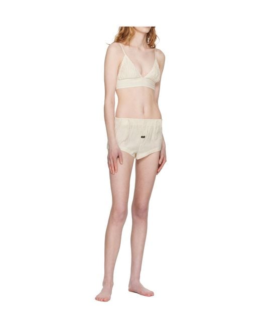 OPEN YY White Tab Logo-Patch Mini Shorts