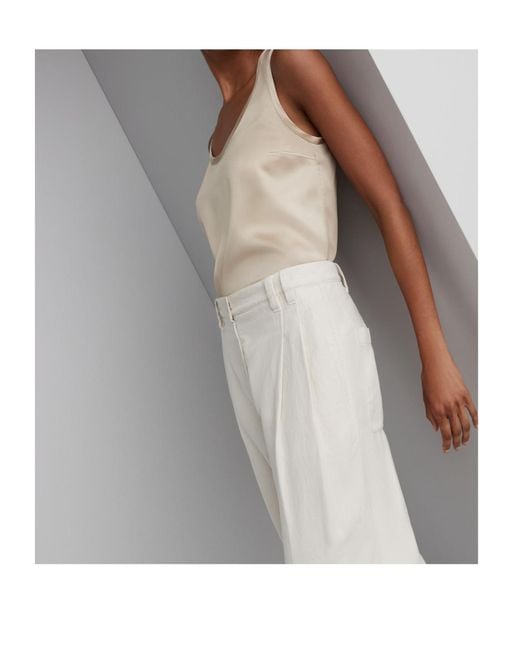 Brunello Cucinelli Natural Round-Neck Silk Top