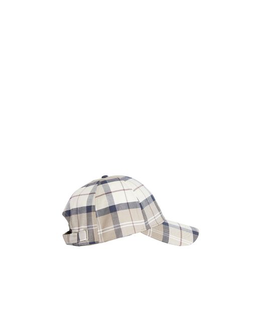 Barbour White Classic Checkered Baseball Cap for men