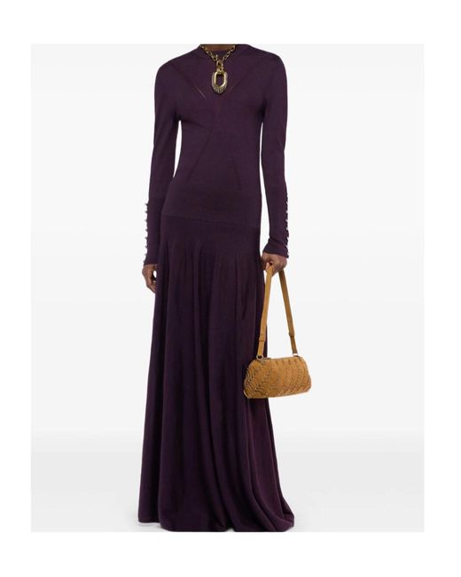 Rabanne Purple Rabanne Knitted Fluid Maxi Skirt
