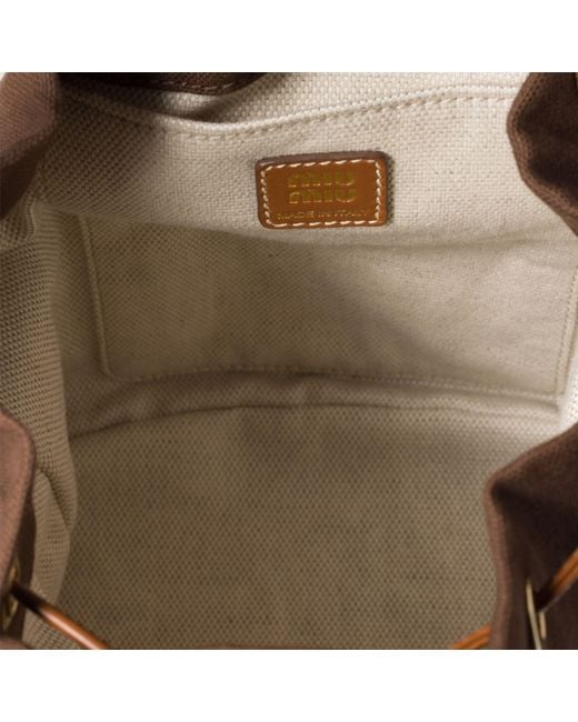 Miu Miu Brown Canvas And Leather Backpack
