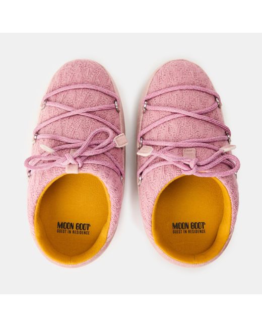 Moon Boot Pink Solid Color Ankle Boots