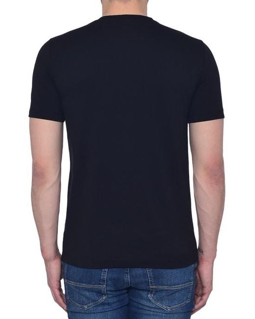 Emporio Armani Blue Logo T-Shirt With Round Neck for men
