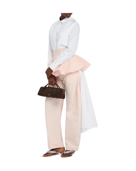 Alaïa Pink Solid Color Barrel-Leg Jeans