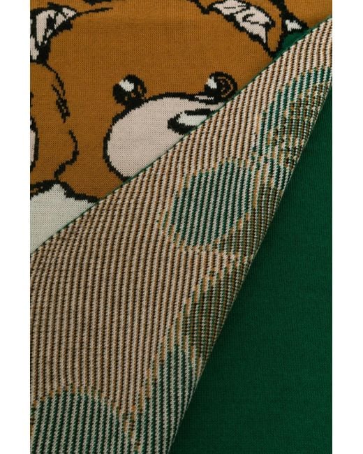 Moschino Green Teddy Bear Pattern Scarf for men