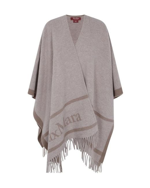 Max Mara Gray Studio Mstpirania Fringed Cape