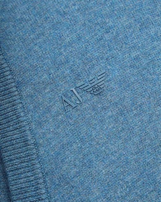 Armani Jeans Blue V-Neck Knitted Cardigan for men