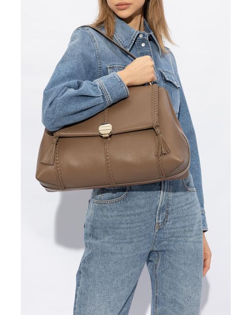 Chloé Brown Large Penelope Leather Shoulder Bag