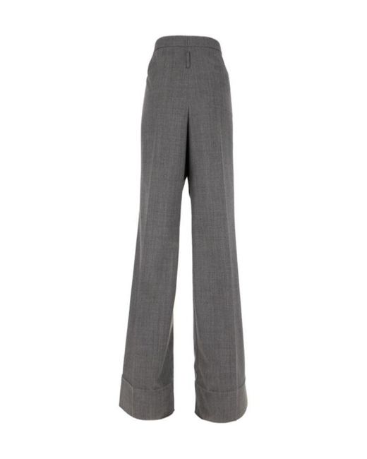 Prada Gray Belted Blend Trousers