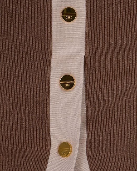 Elisabetta Franchi Brown Button Detailed Knit Top