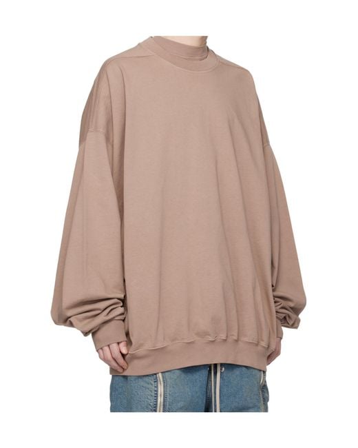 Rick Owens Natural Temple Hun Crew Neck Sweatshirt for men