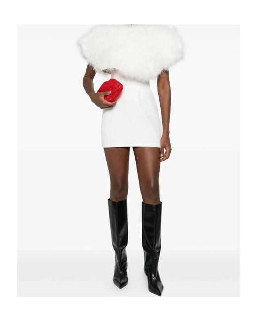 GIUSEPPE DI MORABITO White Feather-Trim Dress