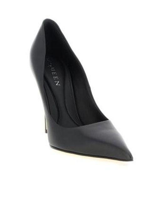 McQueen Black Pointed-Toe Pumps