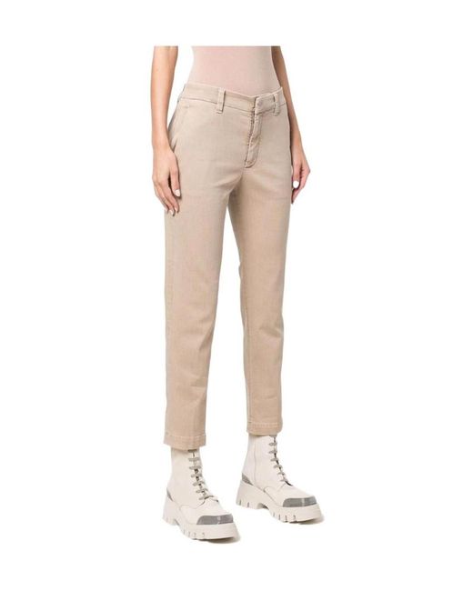 Brunello Cucinelli Natural Mid-Rise Cropped Chino Trousers