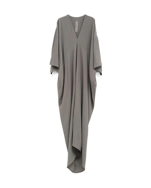 Rick Owens Women's Gray V-Neck Maxi Dress