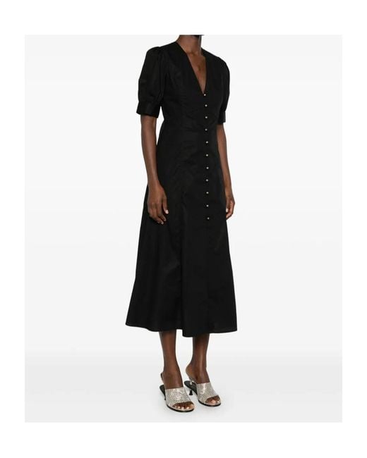 Twinset Black Button-Front Midi Dress
