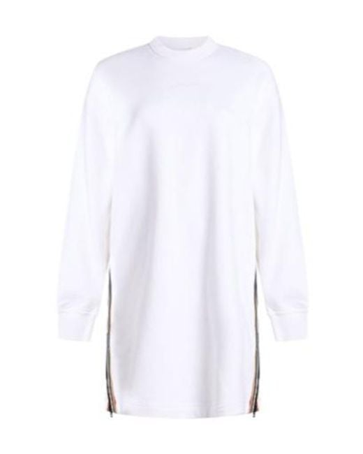 Burberry White Solid-Color Long-Sleeved Dress