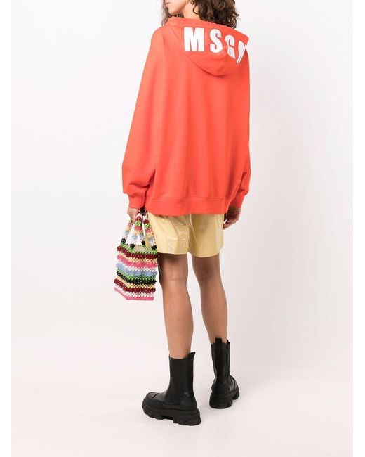 MSGM Pink Long-Sleeved Cotton Hoodie