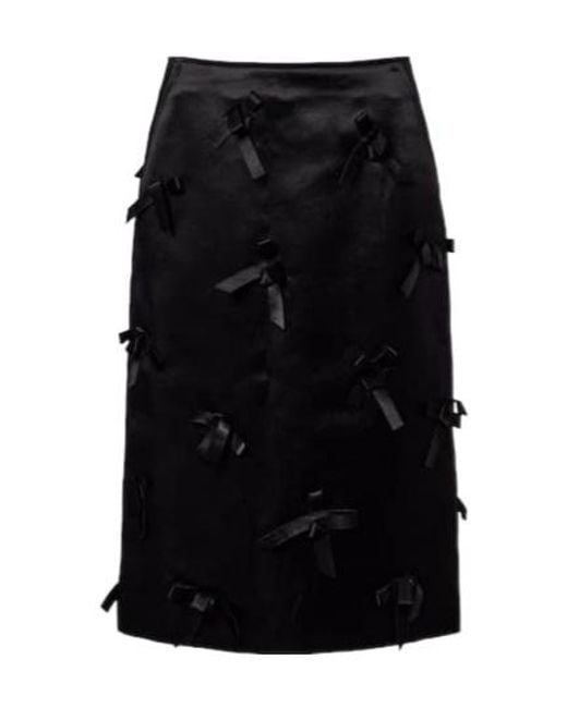 Jil Sander Black Bow-Detail Satin Midi Skirt