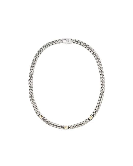 Fendi Metallic Curb-Chain Necklace for men