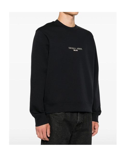 Emporio Armani Black Logo-Printed Crewneck Sweatshirt for men