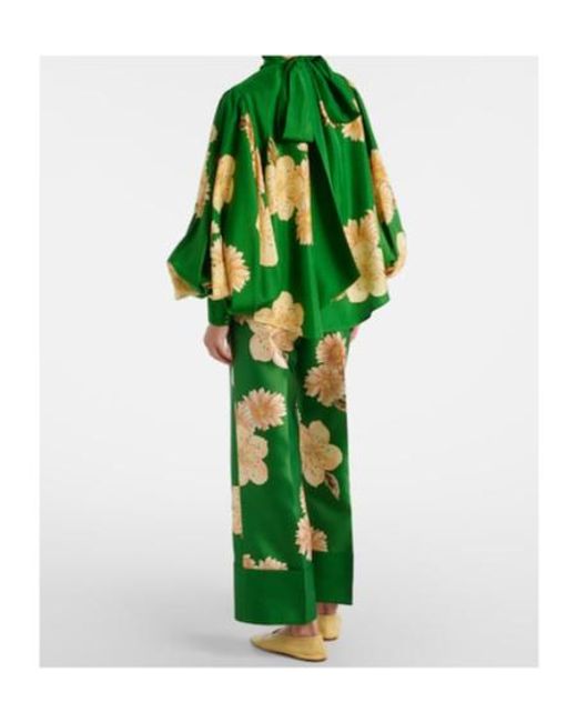 ALÉMAIS Green Sage Floral Silk Blouse