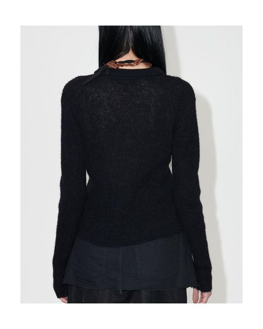 Our Legacy Black Mazzy Long Sleeved Ribbed-Knit Cardigan