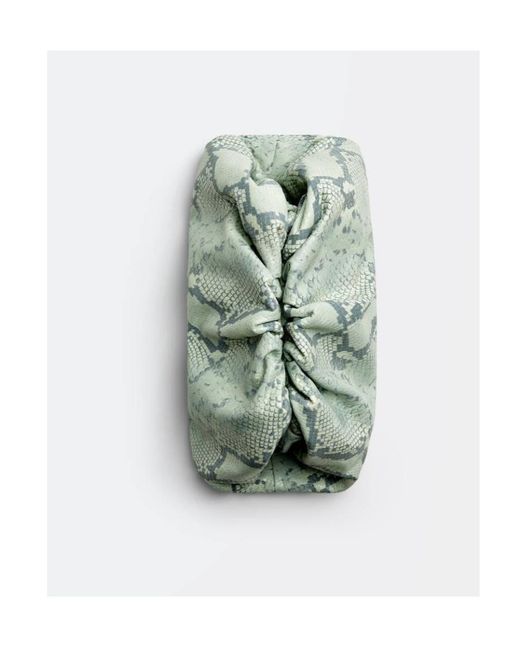 Bottega Veneta Green The Pouch Embossed Clutch Bag