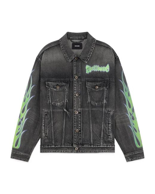 we11done Gray Flame Micro-Label Denim Jacket for men