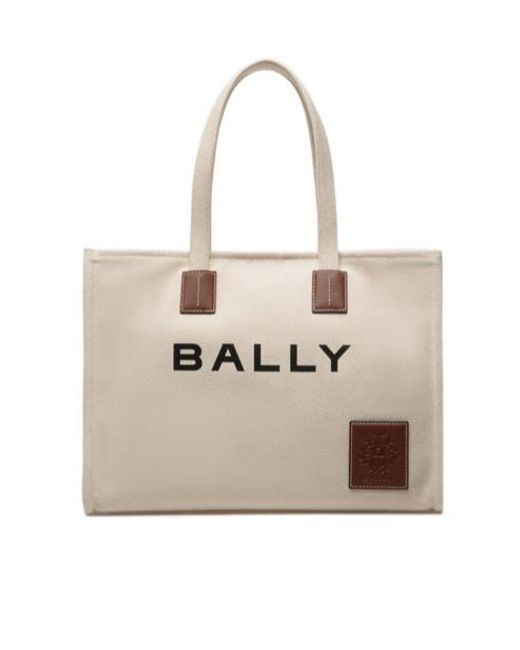 Bally Natural Akelei Logo Printed Top Handle Bag
