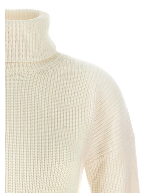 Totême White Totême Ribbed High Neck Knitted Sweater