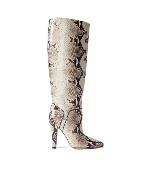 Paris Texas White Snake-Effect Leather Knee Boots
