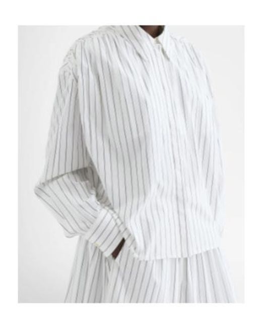 Jil Sander White Drop Shoulder Striped-Pattern Shirt