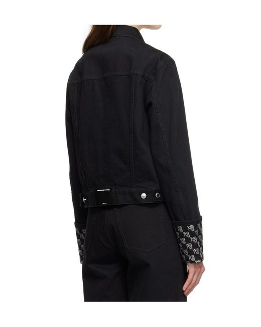 Alexander Wang Black Long Sleeved Embellished Denim Jacket