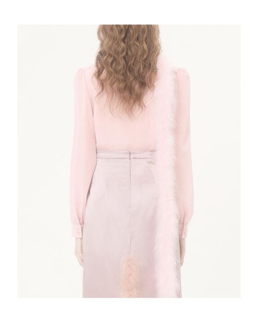 Valentino Pink Crepe De Chine Shirt With Feathers