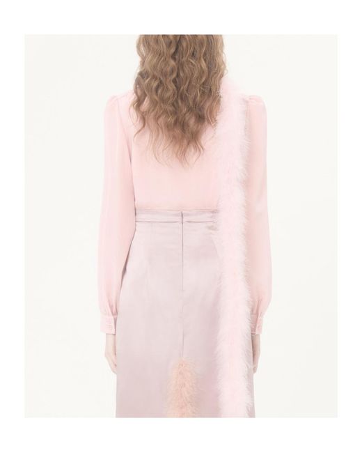 Valentino Pink Crepe De Chine Shirt With Feathers