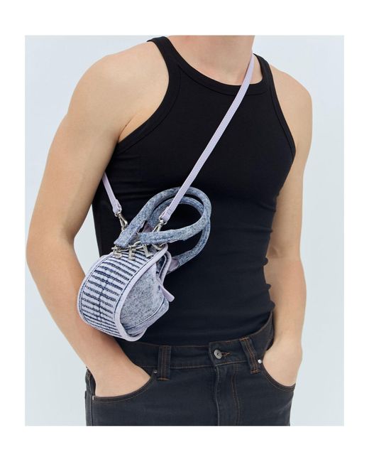 DIESEL White D-Vina-Xxs Overdyed Denim Handbag for men