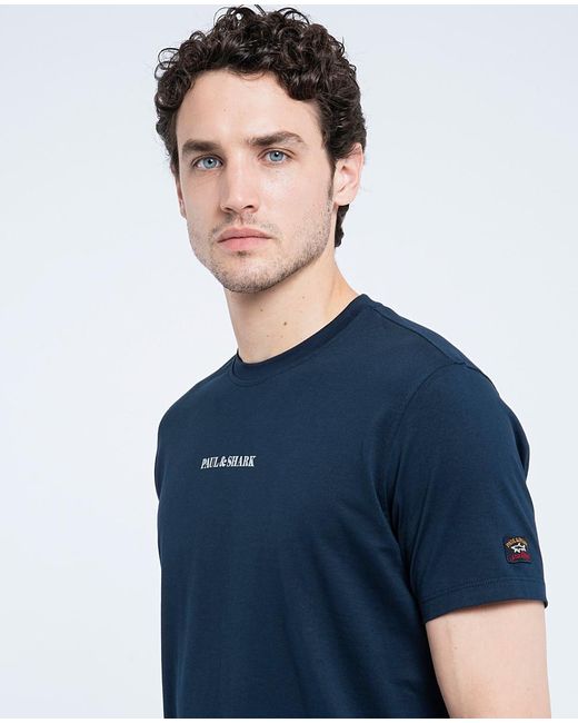 Paul & Shark Blue Logo Pattern T-Shirt for men