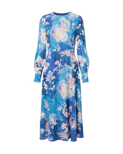 Erdem Blue Floral Satin Cocktail Dress