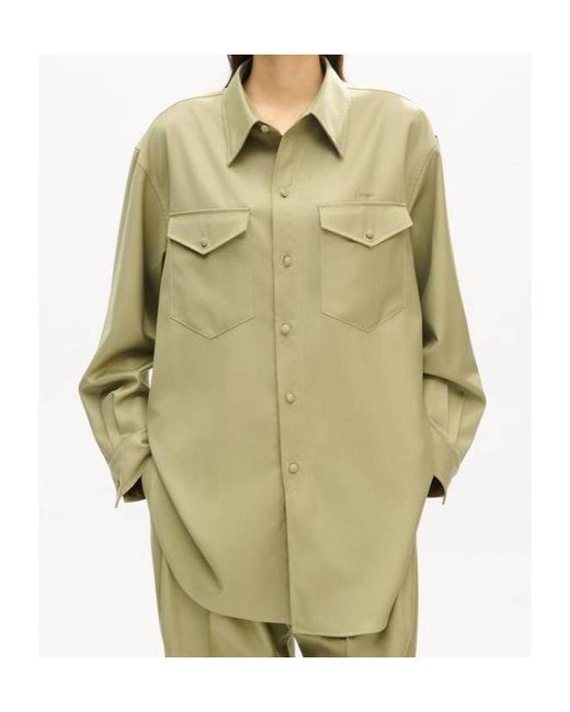 KENZO Green Logo Embroidered Buttoned Overshirt