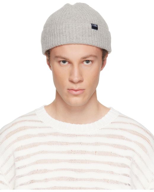 MM6 by Maison Margiela White Ribbed Logo-Patch Beanie for men
