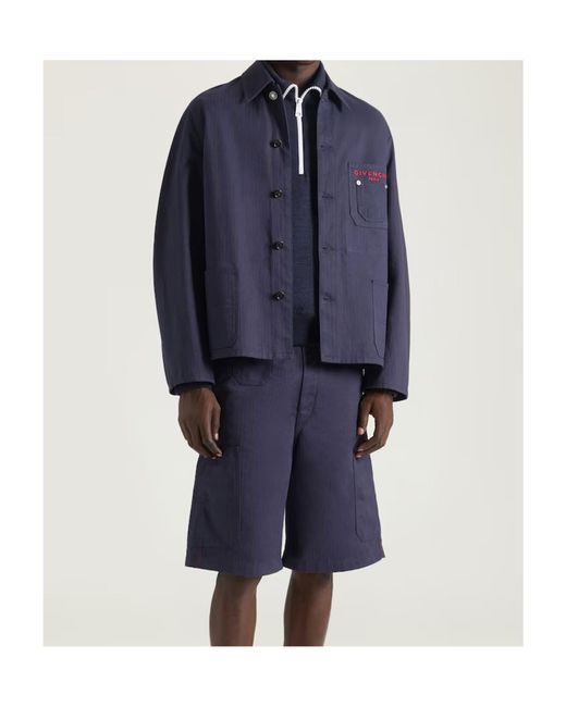 Givenchy Blue Embroidered Couture Seam Jacket for men