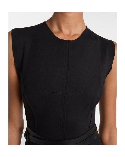 Norma Kamali Black Belted Cotton-Blend Midi Dress