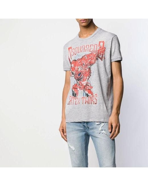 DSquared² White Pattern Printed T-Shirt for men
