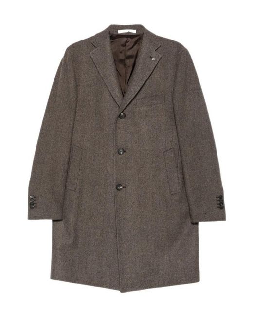 Tagliatore Brown Long-Sleeved Coat for men