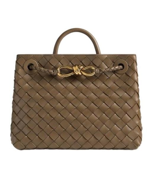 Bottega Veneta Brown Andiamo Small Intrecciato Leather Tote